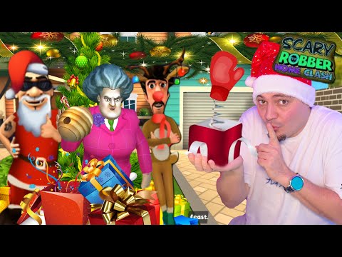 🎄 Świąteczne PRANKI na zbirach STRASZNEJ NAUCZYCIELKI! | Scary Robber Home Clash 🎄