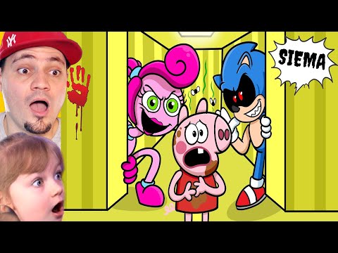 🐷 ŚWINKA PEPPA I SONIC.EXE W BACKROOMS?! ( + MOMMY LONG LEGS) 👽 JUNIORSKY Z CÓRKĄ