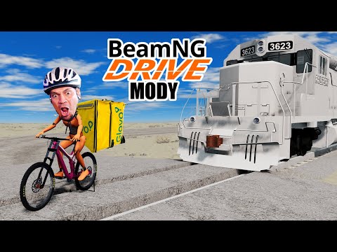 DOSTAWCA PIZZY NA ROWERZE vs POCIĄG?! 🚗 Beam.NG Mody